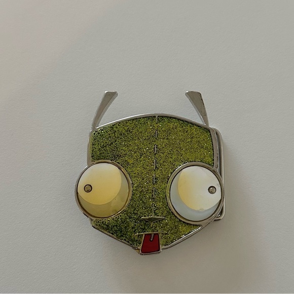 Viacom Accessories - Vintage Y2K Invader Zim Gir Belt Buckle Glitter Green 2009 Viacom Nickelodeon